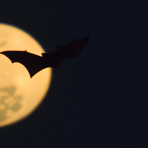 עטלף בצללית נגד הירח, מדגים את אופיו הלילי