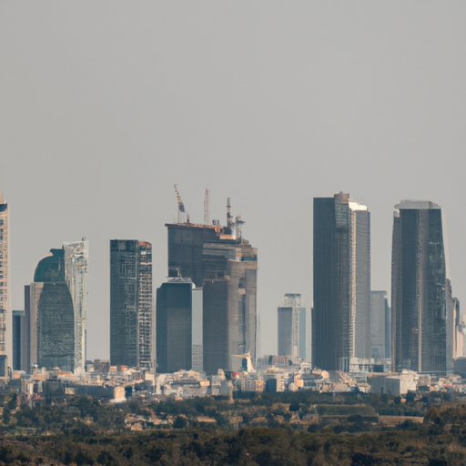 נוף פנורמי של קו הרקיע של תל אביב, המציג את גורדי השחקים החדשים.