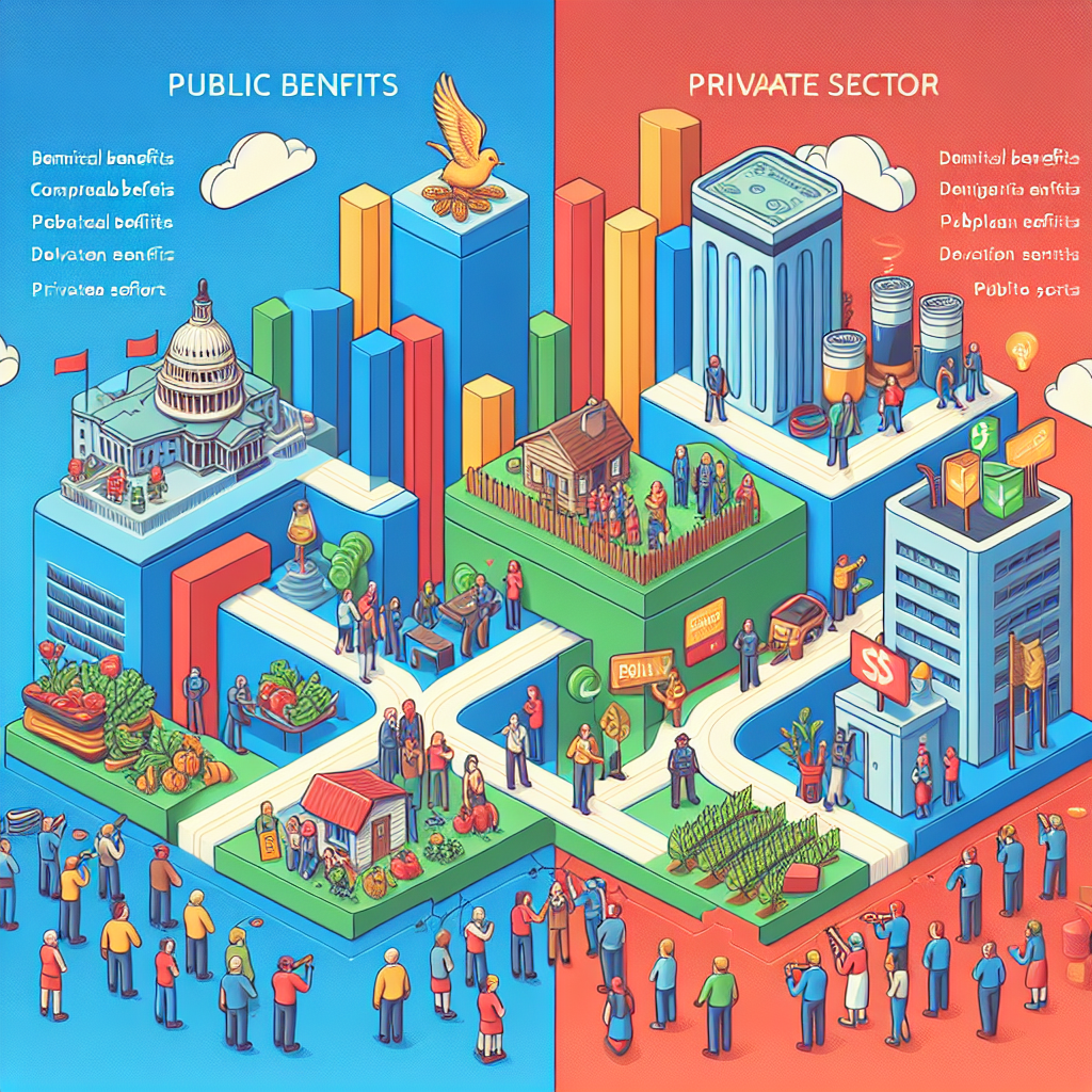 תרשים השוואה בין זיכויים שונים במגזר הציבורי והפרטי.